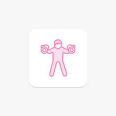 Workout icon, exercise, training, routine, fitness duotone line icon, editable vector icon, pixel perfect, illustrator ai file