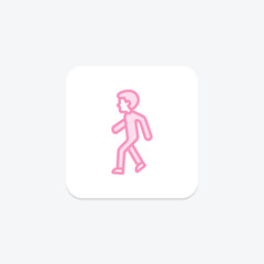 Walking icon, walk, hike, stroll, stride duotone line icon, editable vector icon, pixel perfect, illustrator ai file