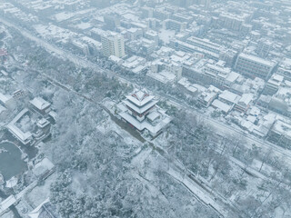 Snow view of Wuhan Yellow Crane Tower Park