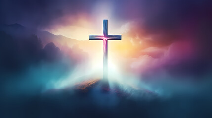 The Holy Cross symbolizes the death and resurrection of Jesus Christ - obrazy, fototapety, plakaty