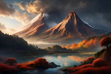 Fotobehang Natural mountain created by AI technology © Umar