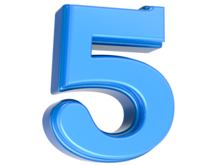 Blue Number 5 3D Rendering