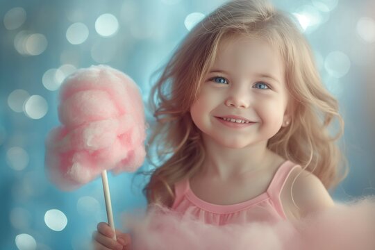 Cloud-like fluffy cotton candy, a sweet treat loved by both children and adults. generative ai