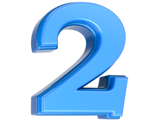 Blue Number 2 3D Rendering
