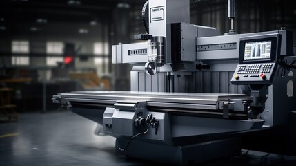 High technology metal working CNC milling machine. Modern industrial concept background. - obrazy, fototapety, plakaty