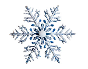 Schneeflocke isoliert auf weißen Hintergrund, Freisteller