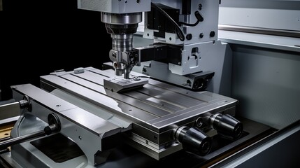 High technology metal working CNC milling machine. Modern industrial concept background. - obrazy, fototapety, plakaty