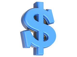 Blue Number Symbol Dollar 3D Rendering
