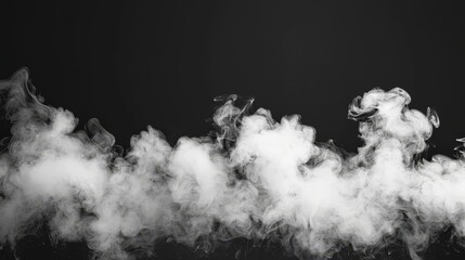 White smoke rising on solid black background for abstract artistic concepts and design elements