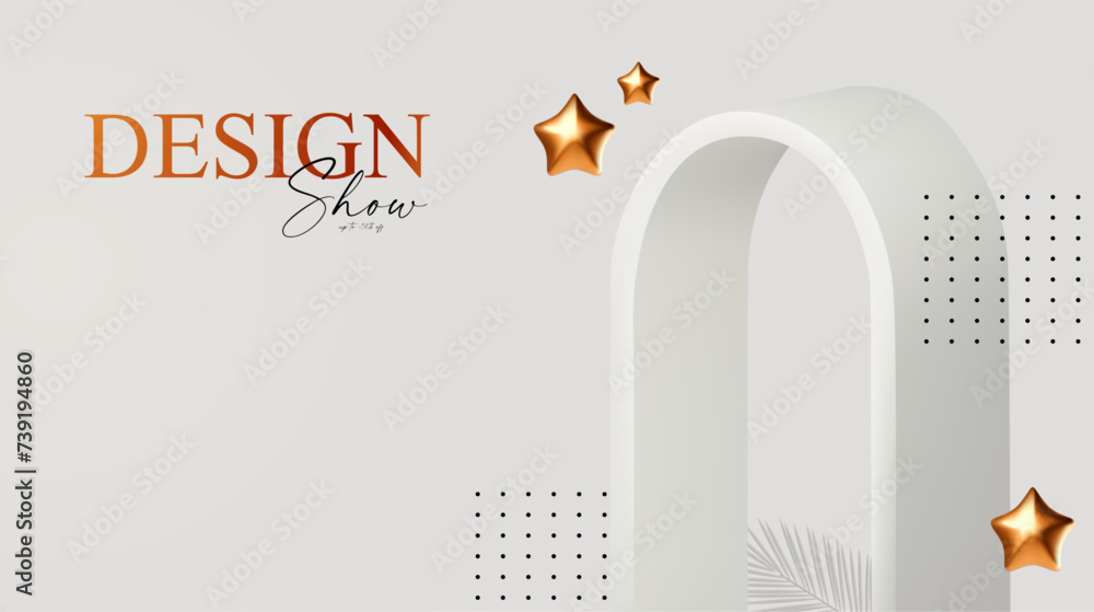 Wall mural 3d realistic premium product display design template. white scene geometric composition. elegant vec