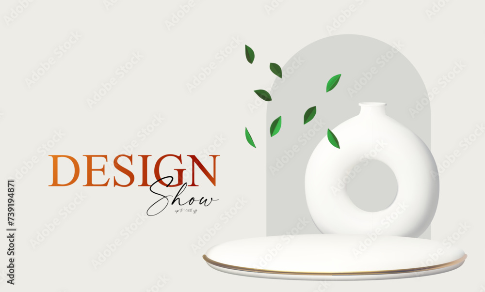Wall mural 3d realistic product display design template. white scene with podium. elegant vector platform. stag