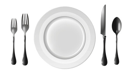 plate spoon and fork on transparent background
