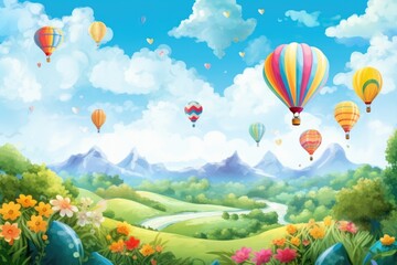 abstract colorful background balloons in the sky