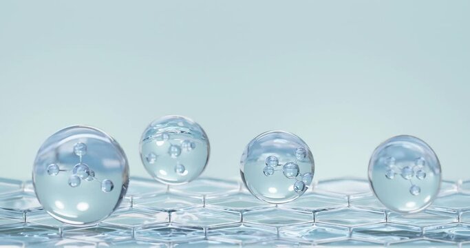 Molecule inside Liquid Bubble. skin care cosmetics