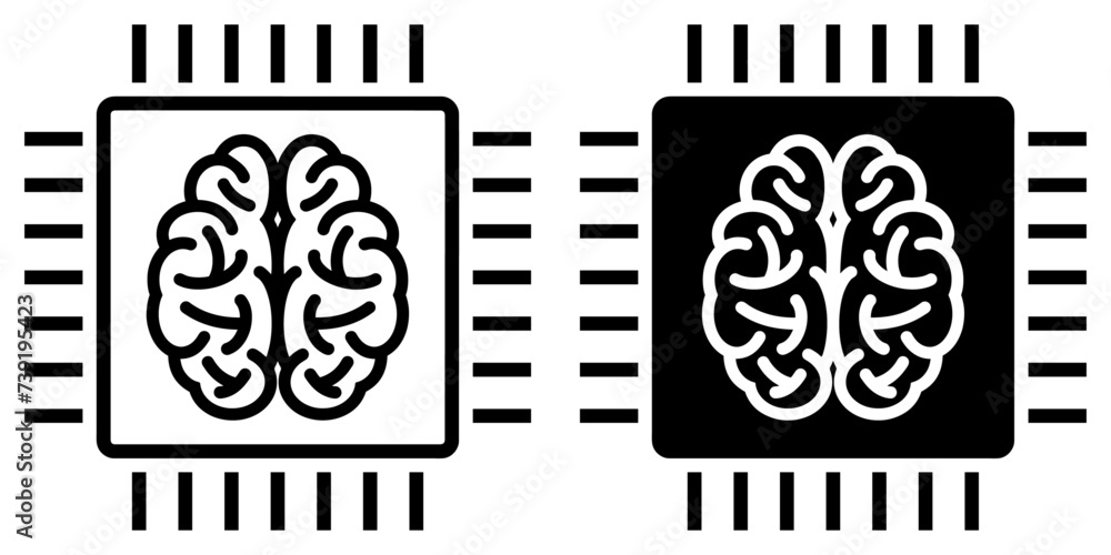 Poster ofvs537 outlinefilledvectorsign ofvs - artificial intelligence brain microchip vector icon . isolate