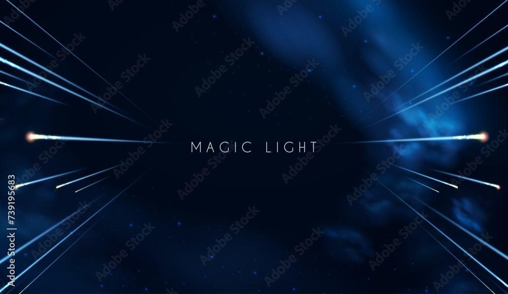 Wall mural abstract background with motion light. space, cosmos, firework and comet light effect. flyin asteroi