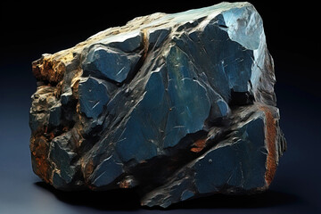 Umangite is a rare precious natural stone on a black background. AI generated.