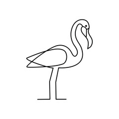 Heron single continuous one line out line vector art  drawing  and tattoo design on white background
