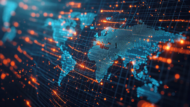 Electronic commerce and international corporate commerce. Data network for global communication. Ai generated. Global connections. Ai generated