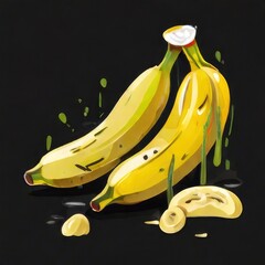 banana on a black background