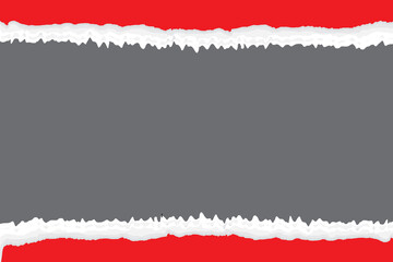 Red ripped paper torn edges strips isolated on black background.