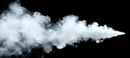 Minimalist white smoke steam on pure black background   abstract concept for design projects