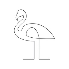 Heron single continuous one line out line vector art  drawing  and tattoo design on white background