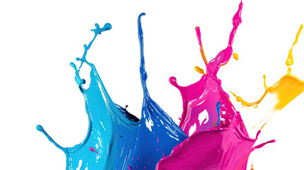 colorful paint splashes on transparent background