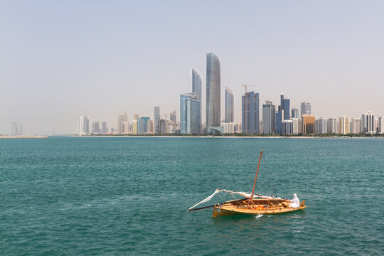 Traditional dhow sailing race in Abu Dhabi.