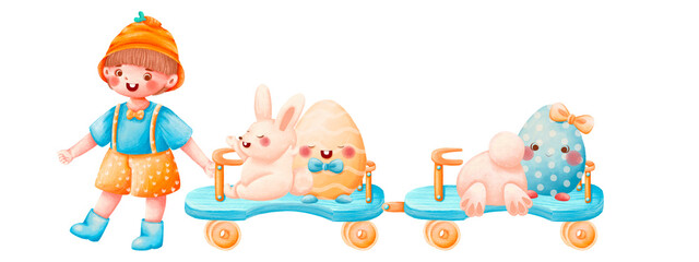 Easter eggs spring character trains