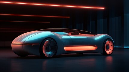 Naklejka premium Sketch drawing of self-driving car controlled by an artificial intelligence autopilot. Future technologies, internet of things and smart devices concept.