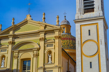 Fototapeta premium France, Nice, 11.02.2024: Nice Cathedral in the sun. The main facade of the building.