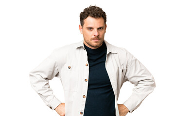 Fototapeta premium Brazilian man over isolated chroma key background angry