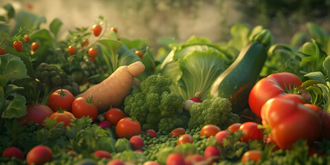 Different Kinds of Mix Vegetables Background - Ai Generated