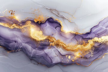 Purple and Gold Agate Stone Inspired Abstract Art