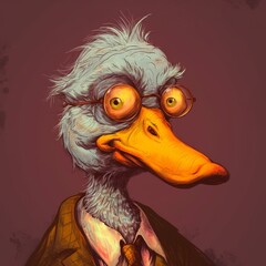 a duck wearing glasses and a suit