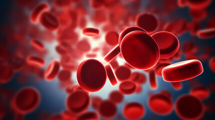 Macroscopic flow of red blood cells flowing through an artery