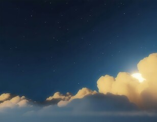 Naklejka na ściany i meble 雲のある星空の背景。AI生成画像。