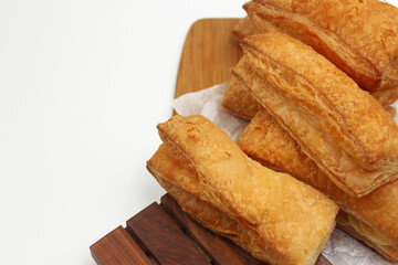 Puff pastry with white background