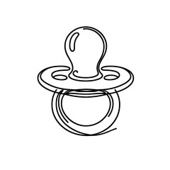 Baby pacifier in a line drawing style