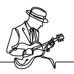 Street musician in a line drawing style