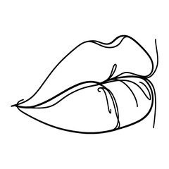 Lips in a line drawing style
