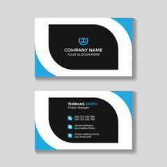 Professional creative modern blue and black business card template design