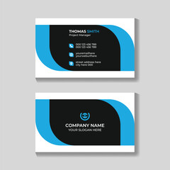 Professional creative modern blue and black business card template design