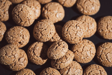 sweet almond cookies biscuits (amaretti),Delicious portrait of a pile of tasty traditional Dutch...