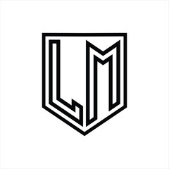 LM Letter Logo monogram shield geometric line inside shield isolated style design