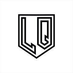 LQ Letter Logo monogram shield geometric line inside shield isolated style design