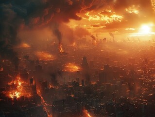 apocalypse city concept, end of the world, destruction
