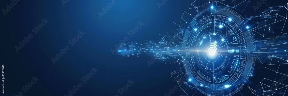 Poster abstract 3d paper circle with circuit board design futuristic technology background concept