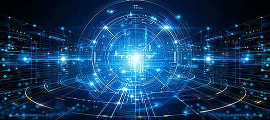 Obraz premium Abstract 3d paper circle with circuit, futuristic technology, hi tech digital connection concept.